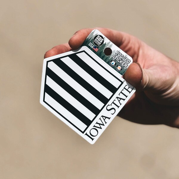 Vintage 5-Bar Black & White Rugged Sticker (2.75" x 3.5")